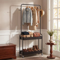 ELLEGNT Rolling Garment Rack-Lockable Wheels, Hanging Rod, Side Hooks and Storage Baskets, Black