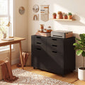 ELLEGNT 4?Drawer Wooden File Cabinet-Rolling Printer Stand with Wheels, Chest of Drawers, Black