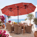 ELLEGNT Solar LED Double?Sided Patio Umbrella-15FT, Crank and Base Included, Orange