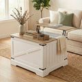 ELLEGNT Lift Top Coffee Table with Hidden Storage-31.5 in Farmhouse Wooden Cocktail Table for Living Room Rustic Brown and White