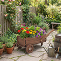 ELLEGNT Decorative Wooden Wagon Plant Stand-Raised Garden Planter Box with Wheels, for Flowers and Plants