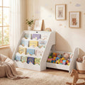 ELLEGNT 4-Tier Rolling Drawer Cart Bookshelf for Kids-Toy Storage Organizer for Nursery or Playroom, White