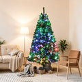 ELLEGNT 6 ft Fiber Optic Artificial Christmas Tree Full Shape Metal Stand 617 Tips