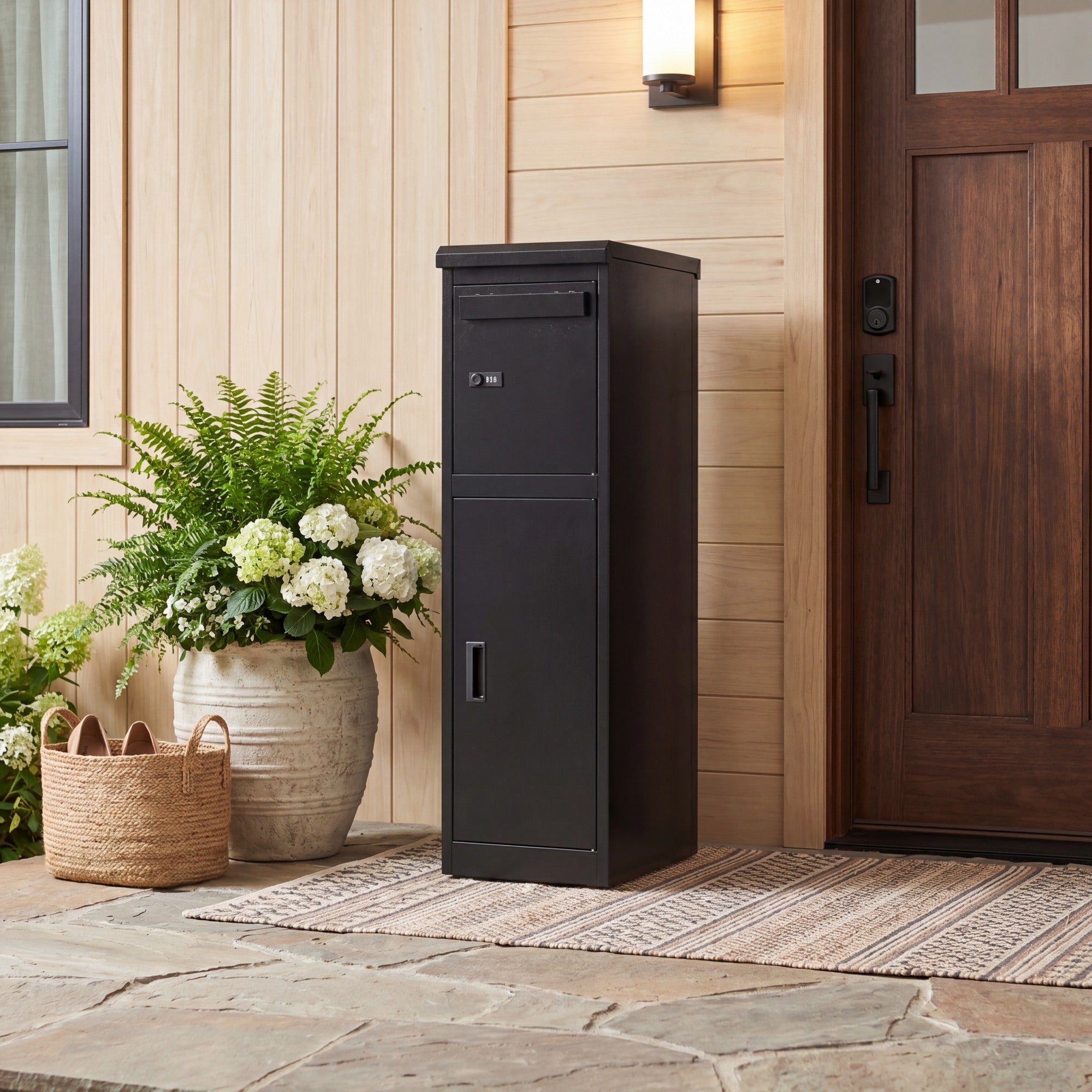 ELLEGNT Coded Lock Package Box for Outside-44 in with Lockable Doors, Ideal for Porch and Home