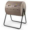 ELLEGNT 37.5 Gallon Dual Chamber Tumbling Composter, 2 Lockable Doors Easy-Access Compost Bin, Rotating Garden Composter with Sturdy Stand