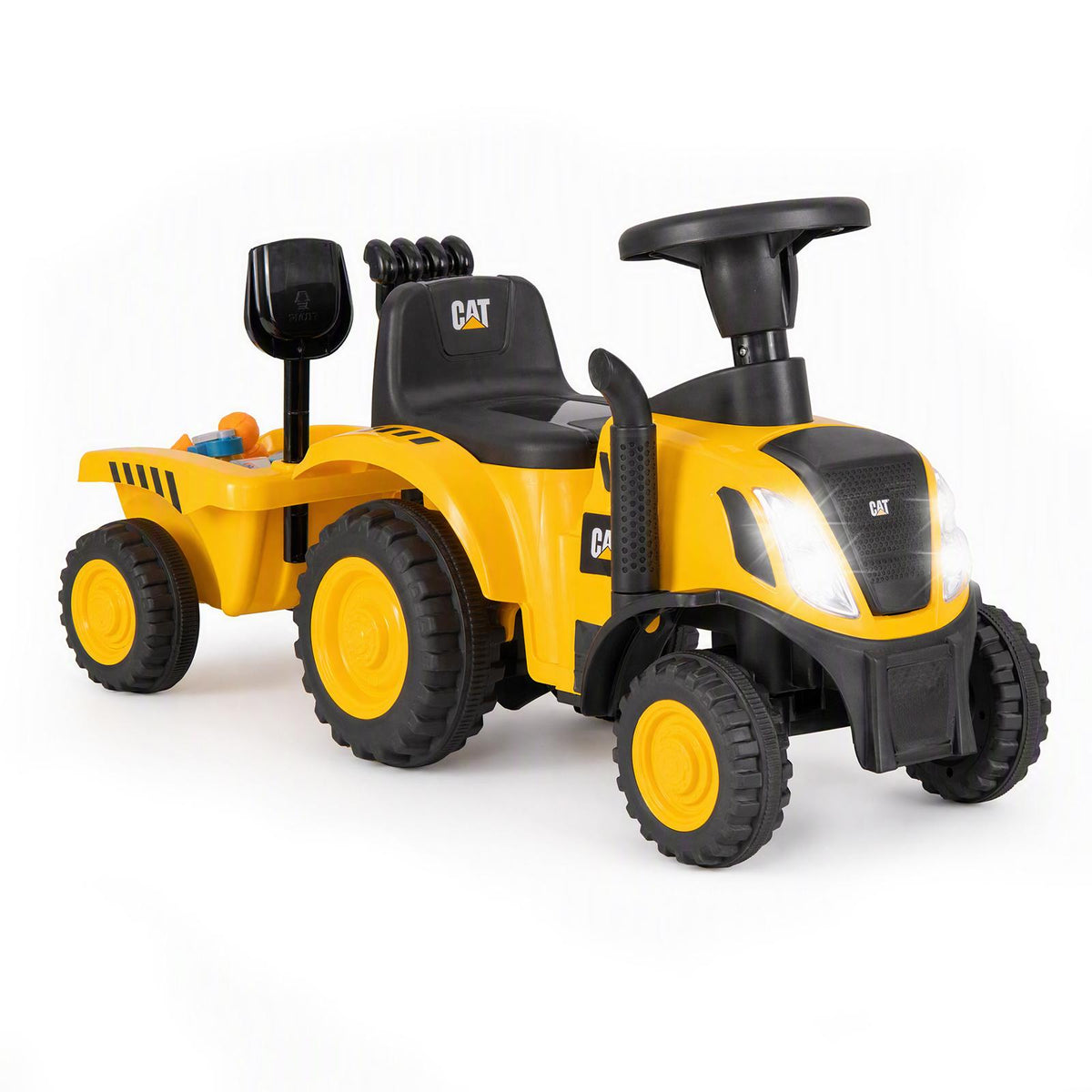 ELLEGNT Licensed Caterpillar Kids Ride On Tractor Foot to Floor Toy with Trailer, Sounds, Lights