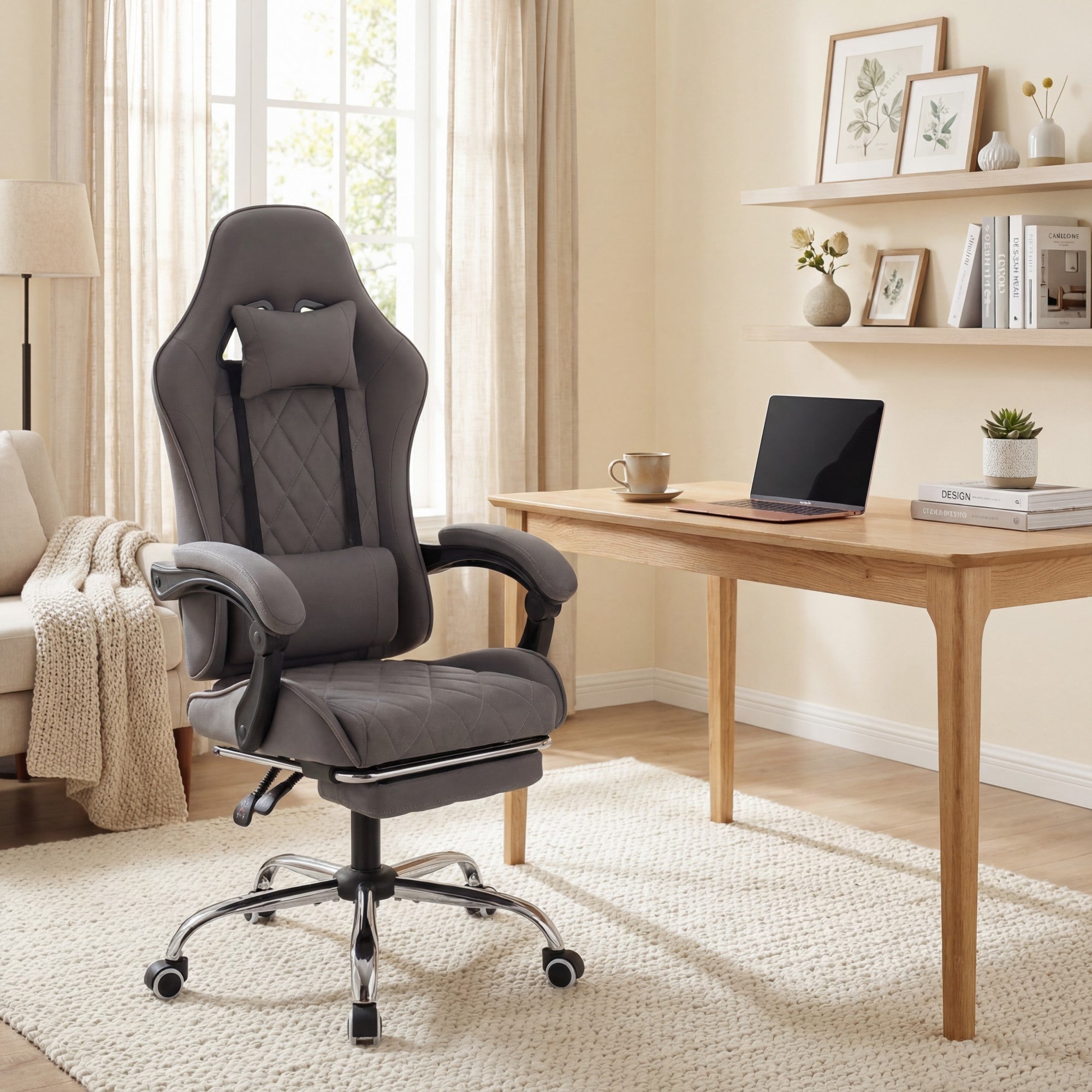 ELLEGNT Ergonomic Gaming Chair with Headrest and Lumbar Support-Linkage Armrests, Reclining Backrest for Comfort