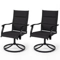 ELLEGNT 2 PCS Ergonomic High Back Patio Swivel Chairs -Padded Outdoor Dining Chairs for Comfortable Seating Black