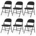 ELLEGNT 6 PCS Folding Chairs with Metal Frame and PVC Leather-Stackable Dining Chairs for Indoor