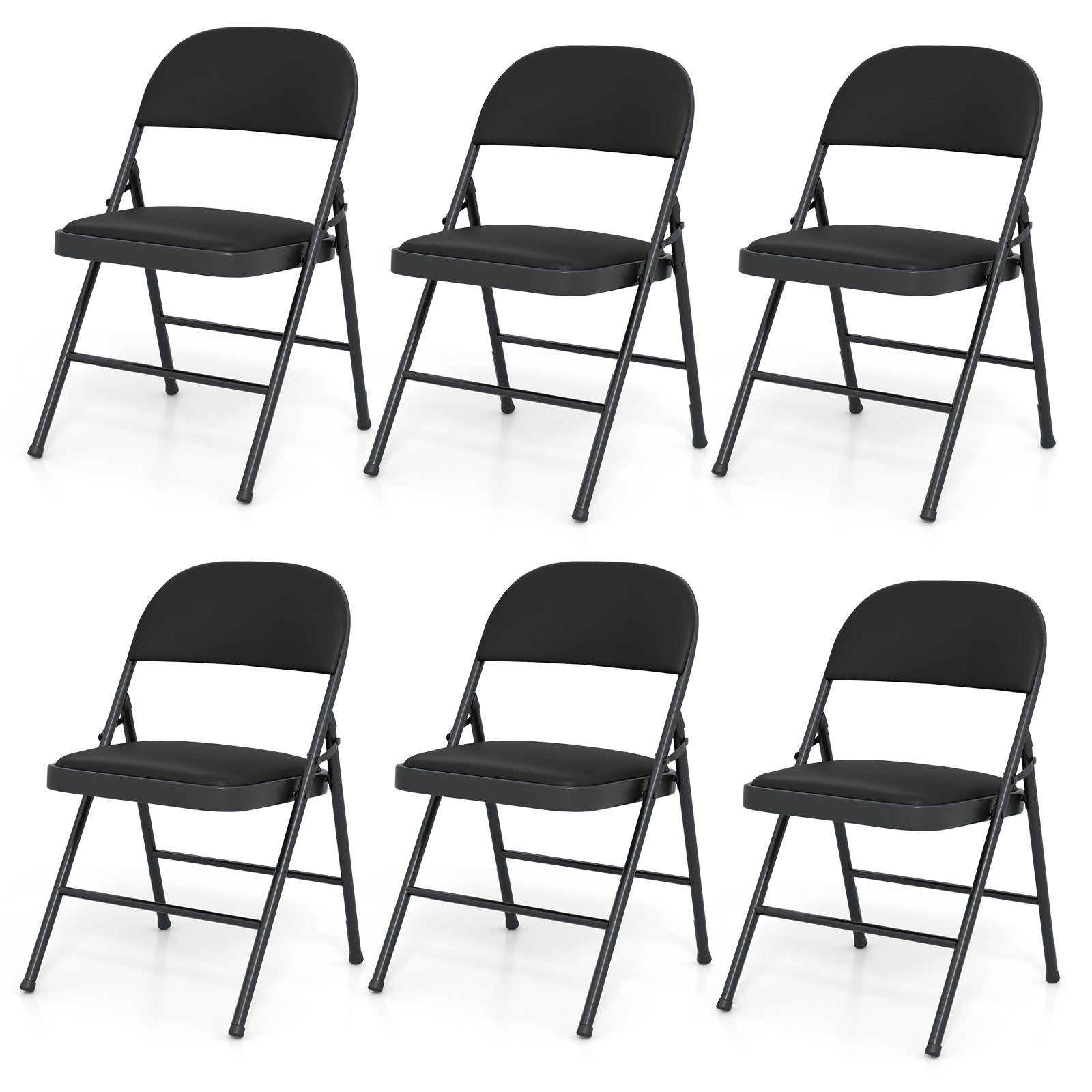 ELLEGNT 6 PCS Folding Chairs with Metal Frame and PVC Leather-Stackable Dining Chairs for Indoor