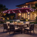 ELLEGNT 13FT Double?Sided Solar Patio Umbrella-Crank Handle and Umbrella Base Included, Wine