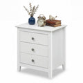 ELLEGNT 1 PCS Farmhouse Nightstand-3 Drawers, Wood Grain Accents and Sleek Knobs, White