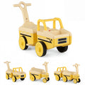 ELLEGNT Kids 4-in-1 Ride-On Push Car with Trailer, Toddler Foot-to-Floor Sliding Toy, Music, Under-Seat Storage, Steering Wheel, Sit and Scoot for Boys and Girls, Yellow