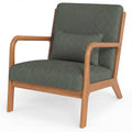 ELLEGNT 1 PCS Modern Accent Chair with Rubber Wood Armrests-Corduroy Upholstered Lounge Chair for Living Room, Bedroom Green + Brown