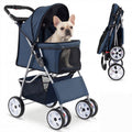 ELLEGNT 4-Wheel Foldable Pet Stroller-Breathable Mesh Dog Cat Stroller up to 33 lbs Blue