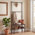 ELLEGNT Heavy Duty Metal Frame Hall Tree-3-in-1 Entryway Organizer with Hooks and Shoe Storage