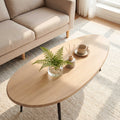 ELLEGNT Oval Coffee Table,Mid-Century Modern Center Table with Sturdy Metal Frame, Compact Retro Sofa Table for Living Room