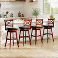 ELLEGNT 4 PCS Faux Leather Swivel Barstools with Backrest, 30.5 in Counter Height