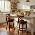 ELLEGNT 2 PCS Faux Leather Swivel Barstools with Backrest, 25 in Counter Height