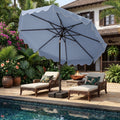 ELLEGNT Push?Button Tilt and Crank 9 FT Patio Umbrella-Weighted Base with Sandbags, Sturdy Ribs, Outdoor Shade, Blue