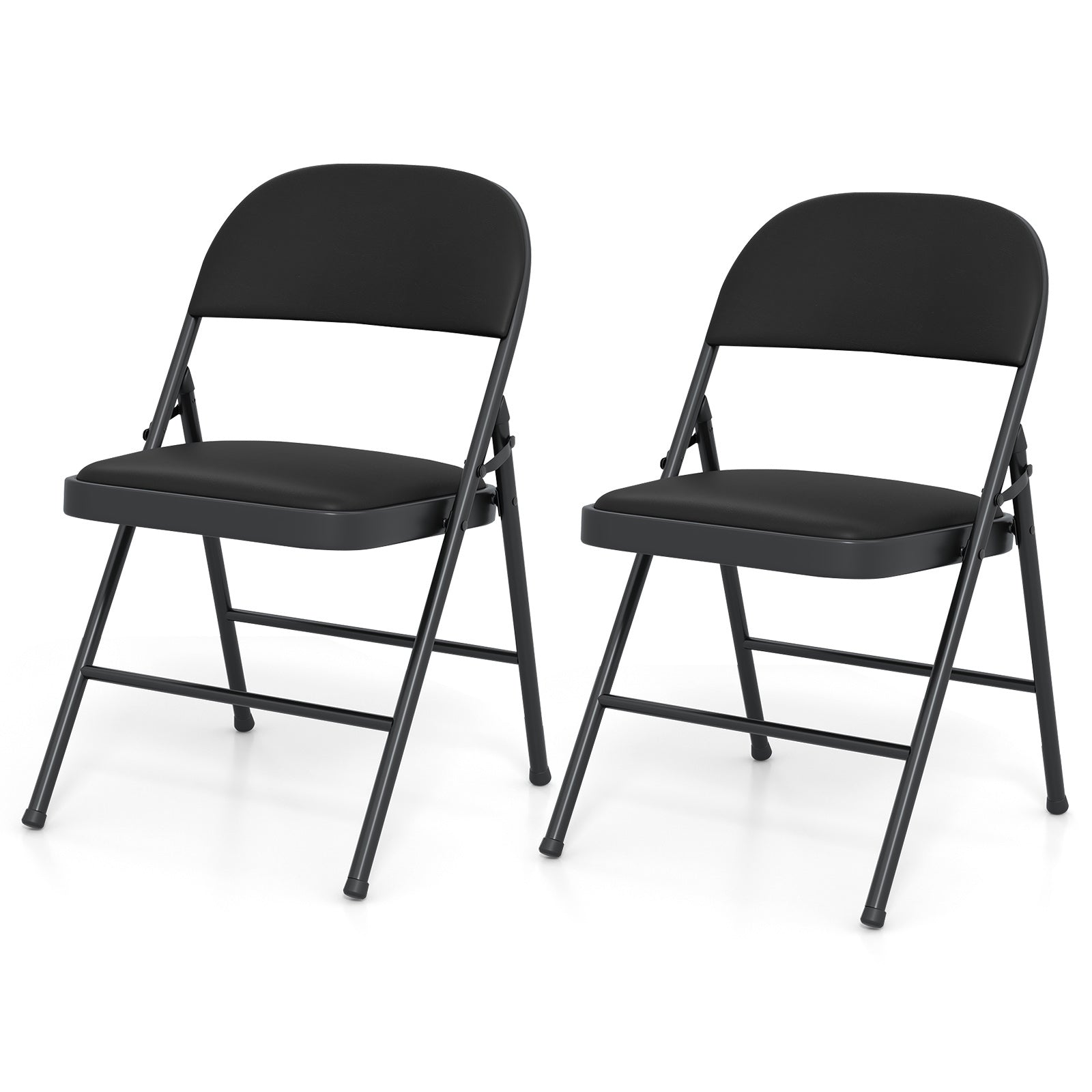 ELLEGNT 2 PCS Folding Chairs with Metal Frame and PVC Leather-Stackable Dining Chairs for Indoor