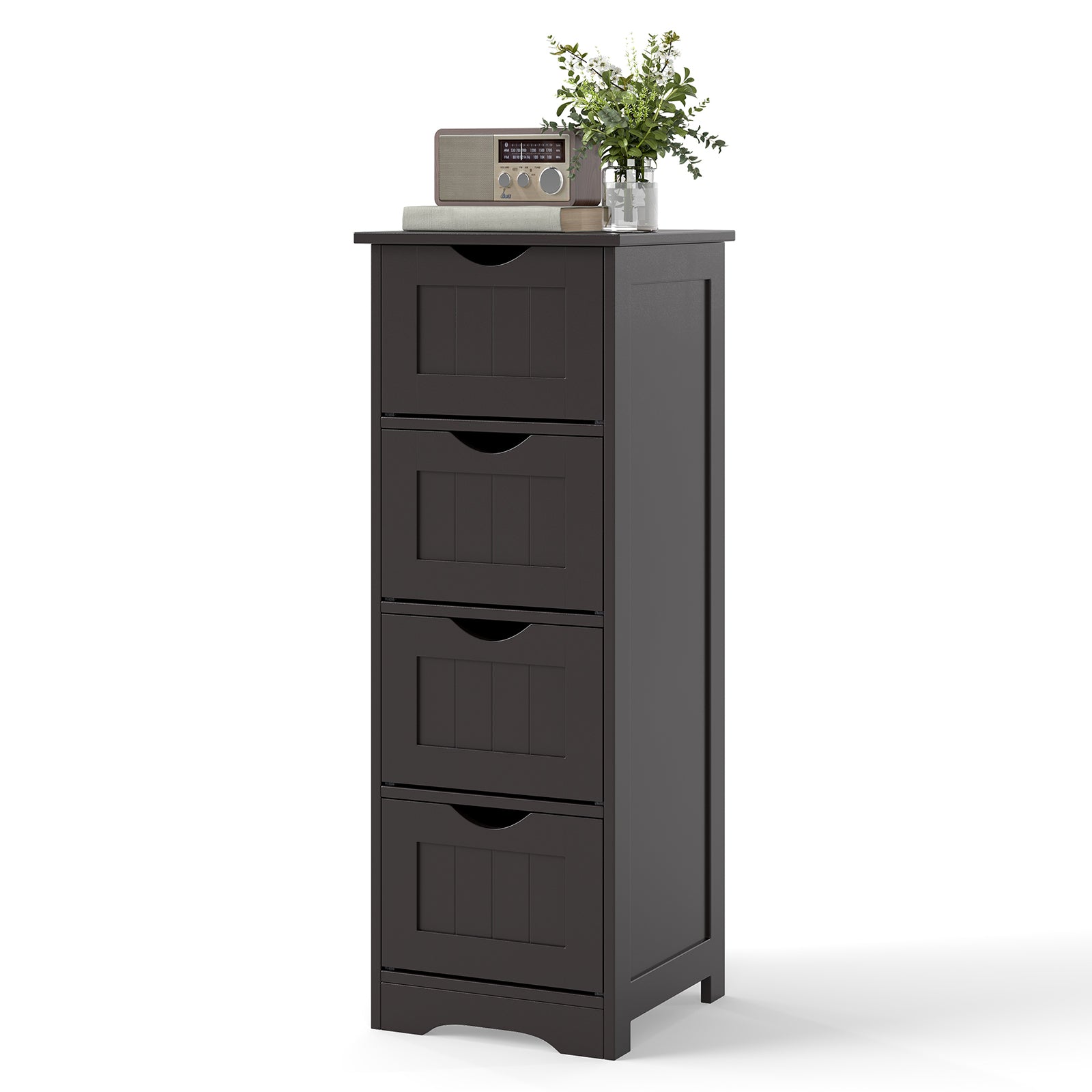 ELLEGNT 32.5 in Tall Bathroom Floor Cabinet with Anti-Tip Device-Freestanding for Bathroom Storage Black