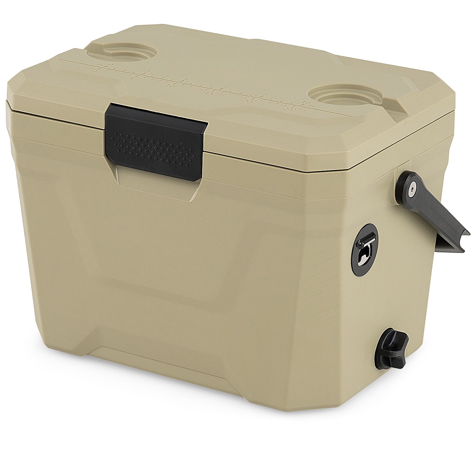 ELLEGNT 21 QT Portable Hard Cooler, Insulated Ice Chest with 2 Cup Holders, Tan