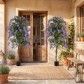 ELLEGNT 2 PCS Lifelike Wisteria Tree-6 FT Artificial with Natural Trunk for Porch, Garden or Entryway, Purple