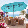 ELLEGNT Solar LED Double?Sided Patio Umbrella-15FT, Crank and Base Included, Turquoise