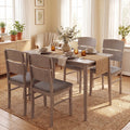 ELLEGNT 5 PCS Dining Table Set-Rectangular Table, 4 Upholstered Chairs for Dining Room, Gray