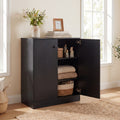 ELLEGNT Buffet Cabinet Sideboard-2?Door Storage Unit with 3 Shelves for Kitchen or Hallway, Black