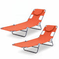 ELLEGNT 2 PCS 5?Position Adjustable Backrest Folding Lounge Chair-Patio Tanning Chair for Beach or Garden, Orange