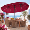 ELLEGNT Solar LED Double?Sided Patio Umbrella-15FT, Crank and Base Included, Wine