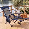 ELLEGNT 1 PCS Detachable Footrest Camping Chair-4?Position Reclining Backrest, Lounge Chair with Carrying Bag, Blue