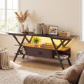 ELLEGNT TV Stand for 65 in TVs-3?Tier with Power Outlets, LED Lights, and Remote Storage Shelves, Brown