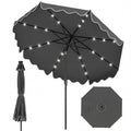 ELLEGNT Solar LED Patio Umbrella-10 FT, 24 Lights, 8 Ribs, Tilt Adjustment, Gray