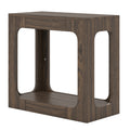 ELLEGNT 1 PCS 2-Tier Side Table-Hollow-out Storage Shelf, End Table for Living Room or Bedroom, Walnut