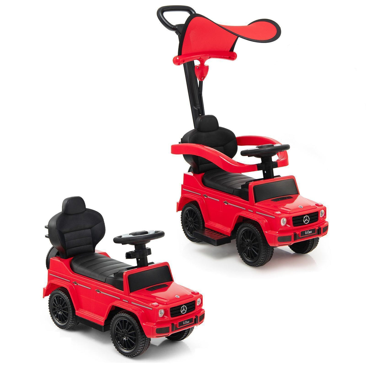ELLEGNT Licensed Mercedes Benz 3 in 1 Kids Ride On Push Car with Canopy 18 to 36 Months, Red
