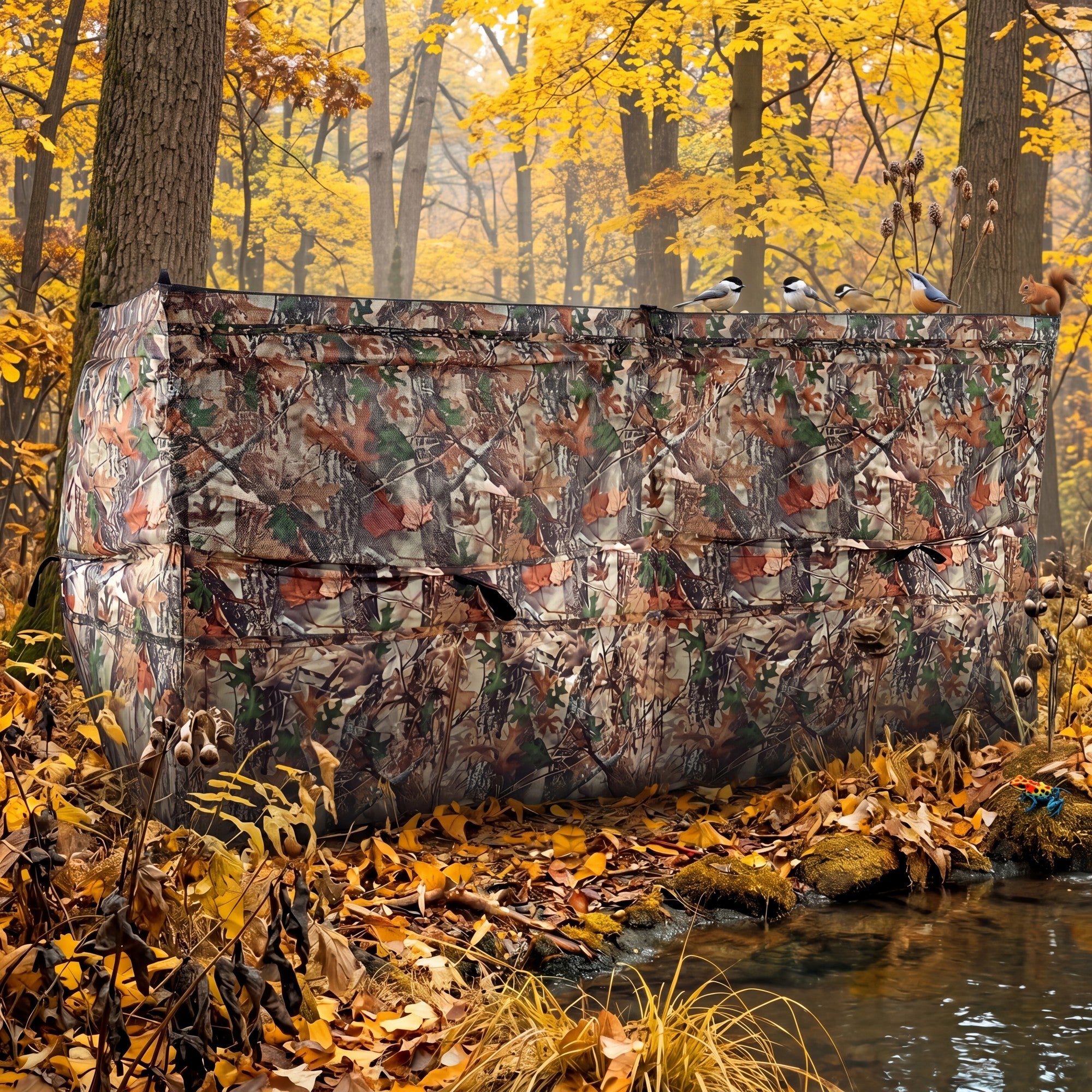 ELLEGNT Hunting Blind Panel-360¡ã One?Way Visibility, Includes Dog Door and Carry Bag, Camouflage