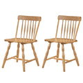 ELLEGNT 2 PCS Curved Spindle Back Windsor Chairs-Turned Legs, Dining Chairs for Living Room Natural