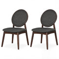 ELLEGNT 2 PCS Upholstered Linen Side Chairs-Round Backrest Dining Chairs, Black