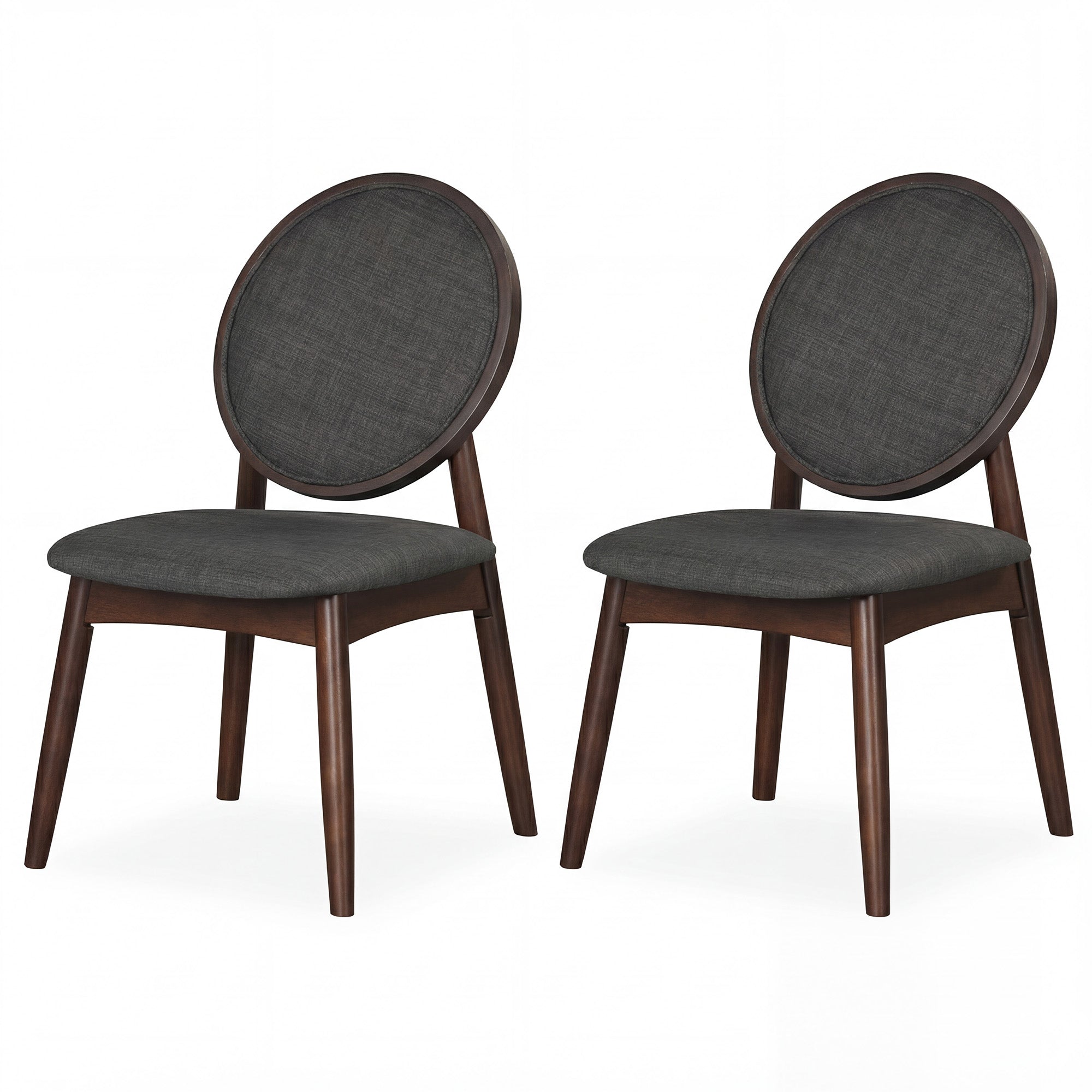 ELLEGNT 2 PCS Upholstered Linen Side Chairs-Round Backrest Dining Chairs, Black