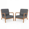 ELLEGNT 2 PCS Modern Accent Chair with Rubber Wood Armrests-Corduroy Upholstered Lounge Chair for Living Room, Bedroom Gray + Brown
