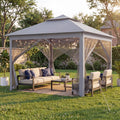 ELLEGNT Pop?Up Gazebo with Vented Top and Drainage Holes-11'x11' Mesh Netting Sidewalls, Gray