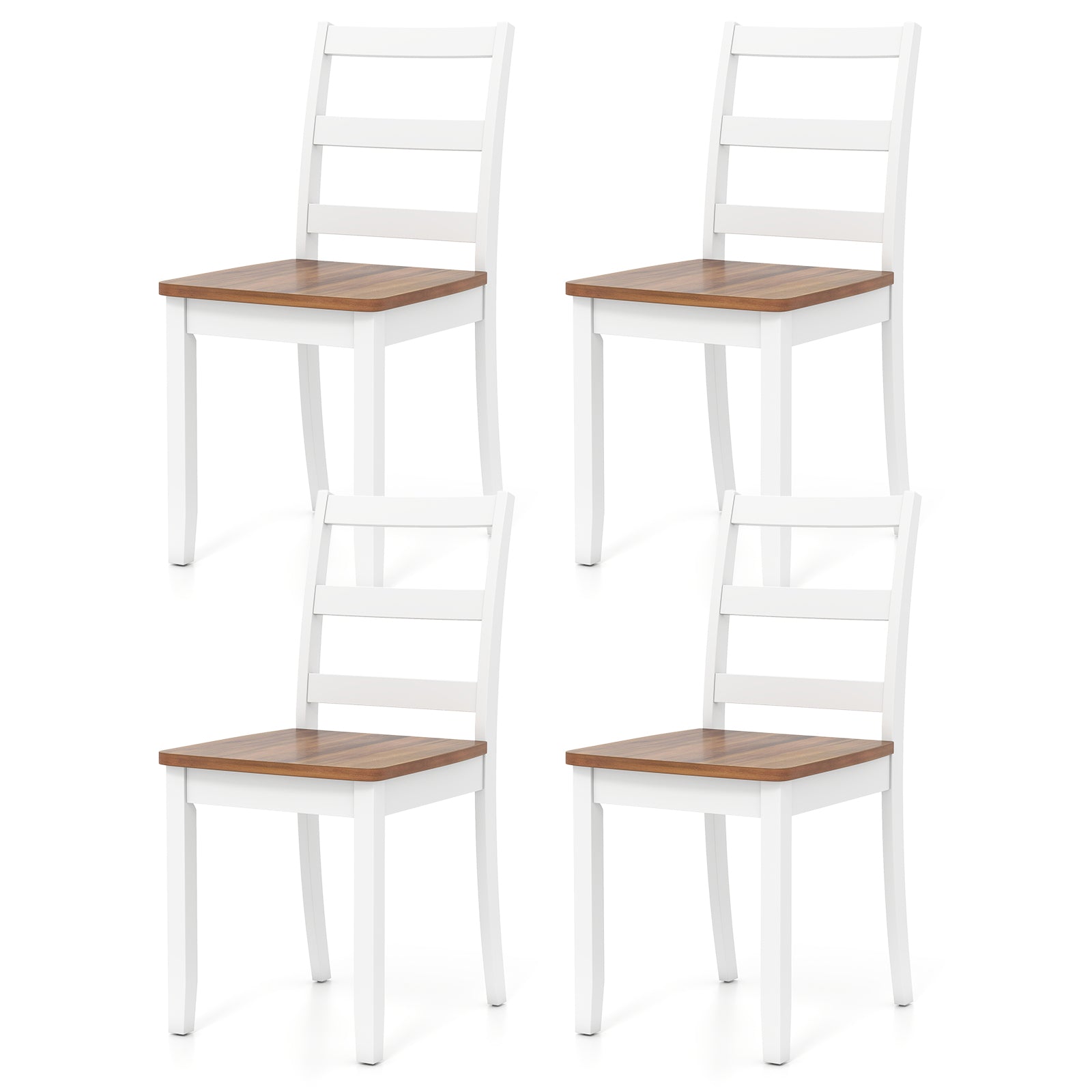 ELLEGNT 4-Piece Ladder Back Dining Side Chairs-Solid Rubber Wood Legs, Armless and Lightweight for Everyday Use