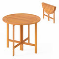ELLEGNT 1 PCS Outdoor Folding Dining Table-36 in Round, Slatted Tabletop, Space?Saving for Backyard or Patio