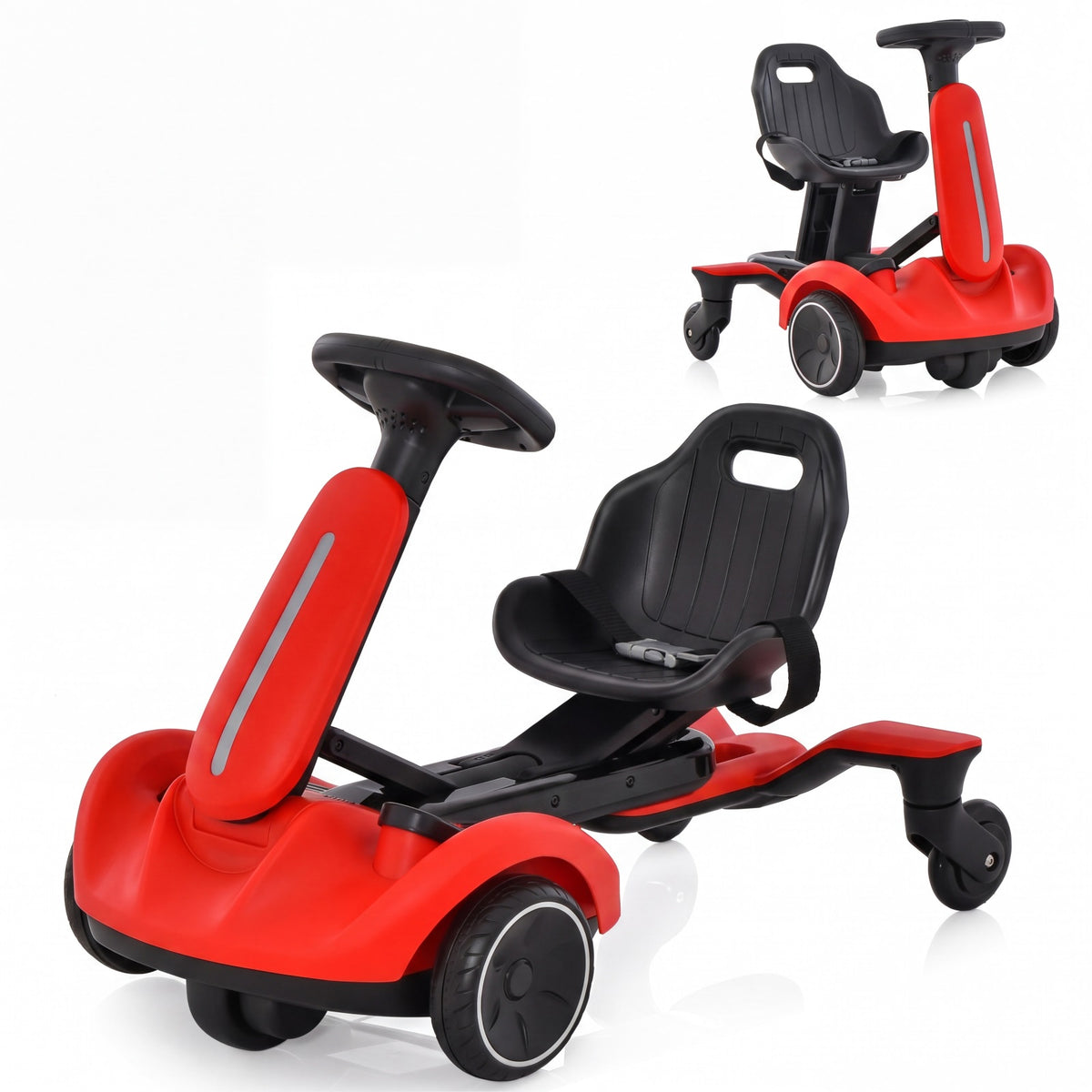 ELLEGNT 6V Kids Ride On Drift Car with 360¡ã Spin, 2 Seat Heights, Portable Handle, Ages 3-8, Red