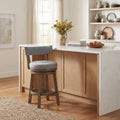ELLEGNT 1 PCS, 27 in Upholstered Swivel Bar Stool with Back-Wooden Counter Height Kitchen Chair, Gray