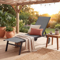 ELLEGNT 1 PCS Breathable Seat Patio Chaise Lounge with Wheels, 6-Position Adjustable Backrest for Poolside Gray