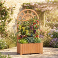 ELLEGNT 1 PCS Wooden Raised Garden Bed with Trellis-48 in Planter Box, Drainage Holes Brown